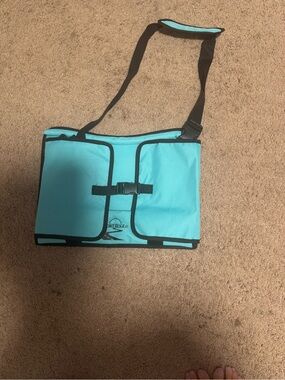 Blue Crossbody Organizer Bag with Adjustable Strap